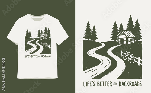 Tableau sur toile Life's Better on Backroads Vintage Outdoor Adventure T-Shirt Design