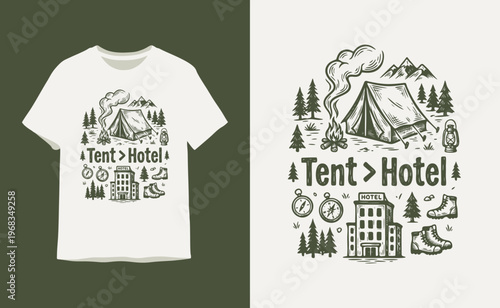 Vintage Camping T-shirt Graphic Tent Is Better Than Hotel