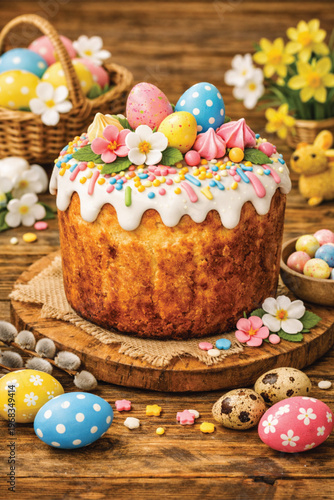 Easter cake with eggs and chocolate