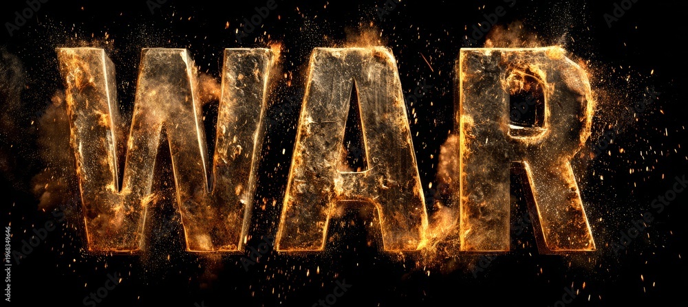 Obraz premium Burning fire war text Generative AI technology.