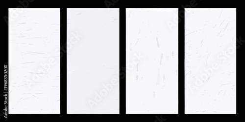 Four vertical rectangles of textured white surface closely arranged