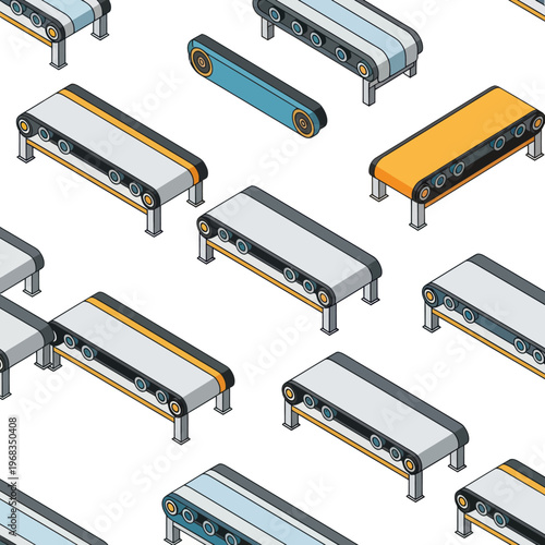 Isometric Conveyor Belt System for Industrial Automation and Manufacturing.