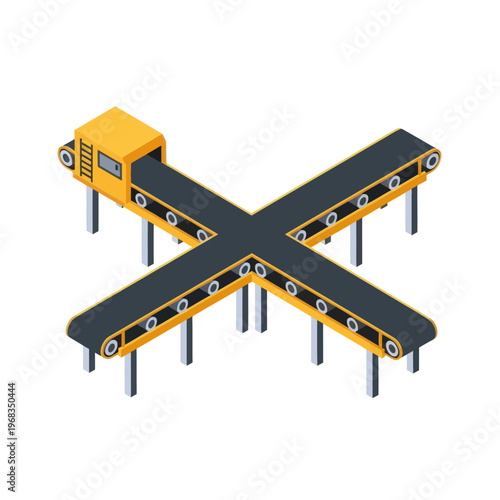 Isometric Conveyor Belt System for Industrial Automation and Logistics.