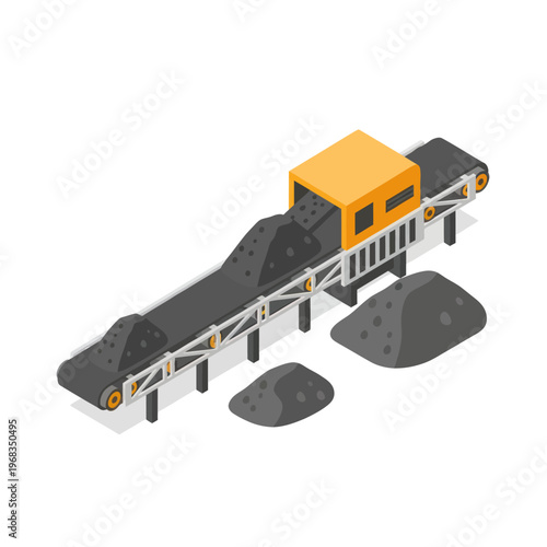 Isometric Conveyor Belt System for Mining and Material Handling.