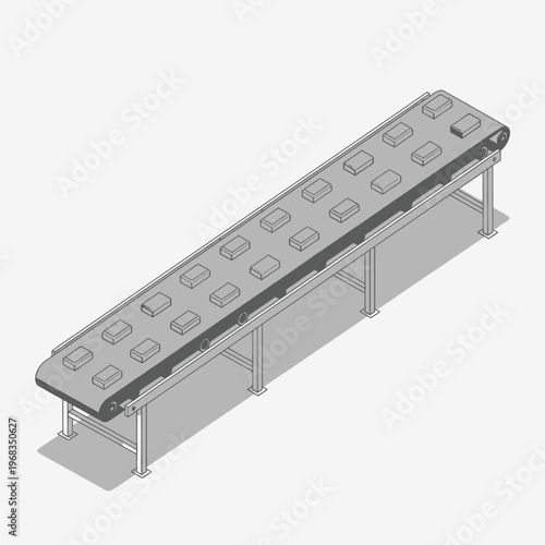 Industrial Conveyor Belt System with Multiple Trays for Manufacturing.