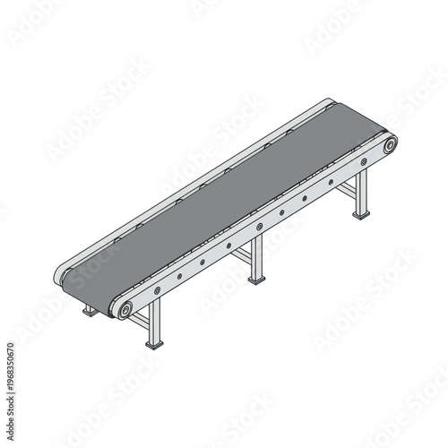 Industrial Conveyor Belt System for Material Handling and Production Line.