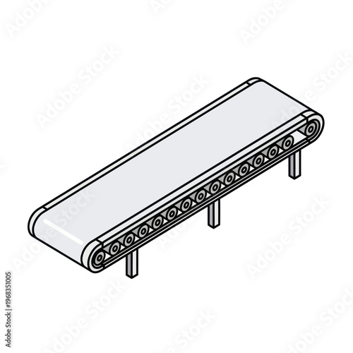 Industrial Conveyor Belt System on Support Legs.