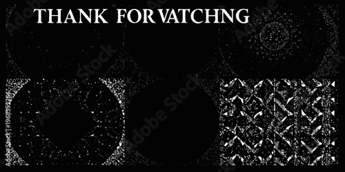 Abstract black and white image with distorted text and geometric patterns