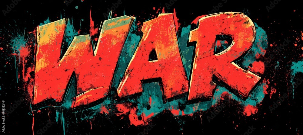 Obraz premium War text in graffiti art style. Generative AI technology.