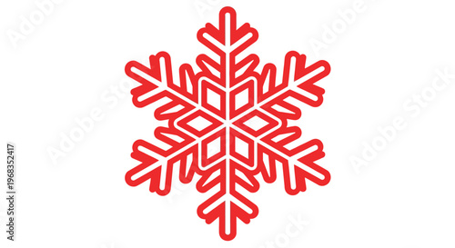 A stylized red snowflake vector graphic illustration for winter and christmas season designs