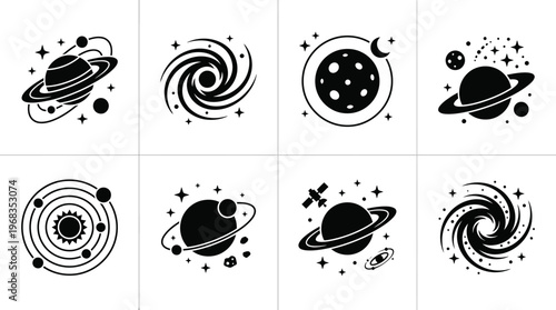 Planets, Galaxies, and Cosmic System Icons