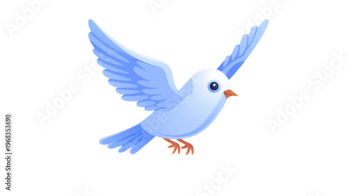 A stylized blue bird with orange beak and feet in mid-flight Vector