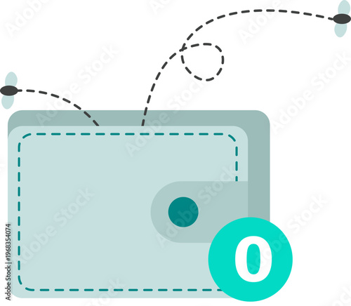 No Money, Empty Money Bag Illustration