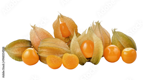 Картината върху платно Ripe golden cape gooseberries encased in papery husks, beautifully arranged and