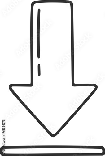 Black outline downward arrow symbol.