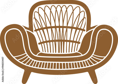 Brown armchair with white outline.