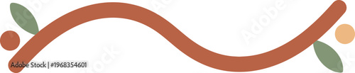 Brown curved line with leaves.