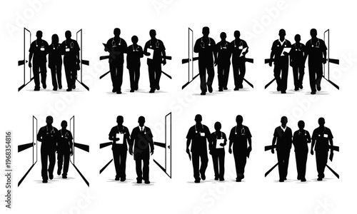 Collection of Vector Silhouettes: Shooters with Rifles and Target Stands