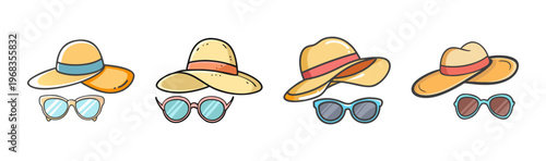 Summer fashion: stylish straw hats and sunglasses for sunny days