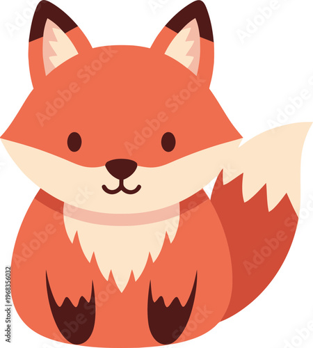 Cute cartoon fox with orange fur.