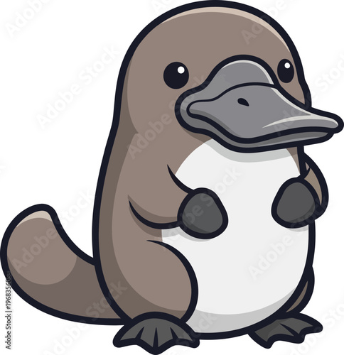 Cute Cartoon Platypus Character Design.