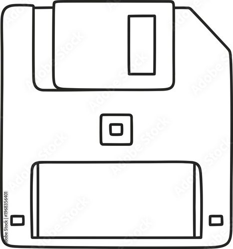 Floppy disk data storage device icon.