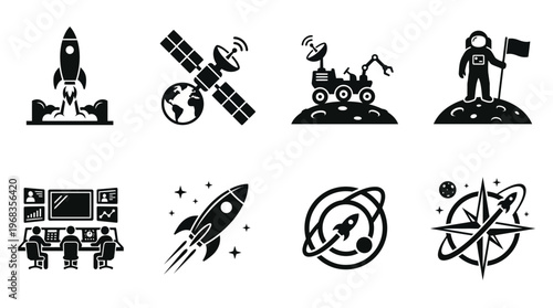 Rocket Launch and Space Exploration Icons