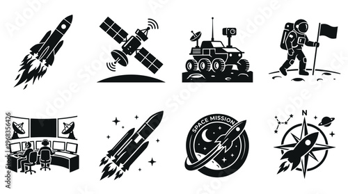 Rocket Launch and Space Exploration Icons