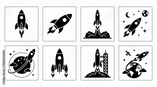 Rocket Launch and Space Exploration Icons