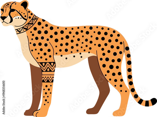 Illustration of a cheetah standing still.