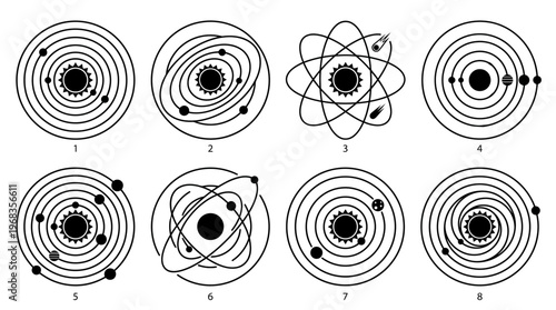 Atomic and Planetary Orbit Vector Icons