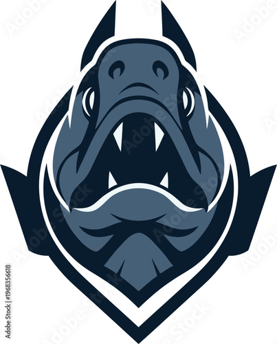 Illustration of a Shark Head Logo.