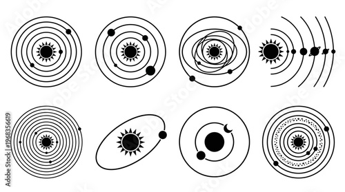 Atomic and Planetary Orbit Vector Icons