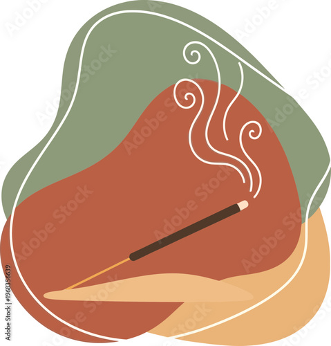 Incense stick in a hand.