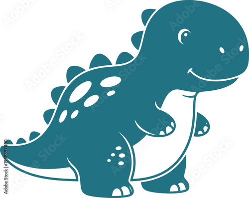 Teal smiling dinosaur cartoon character.