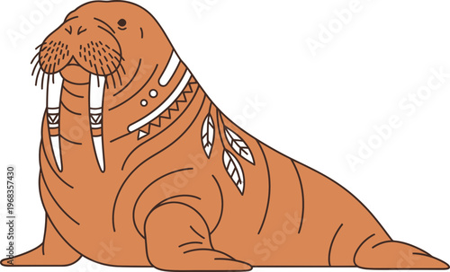 Walrus with tusks and jewelry on.