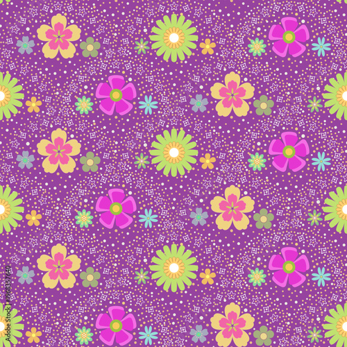 Seamless pink floral pattern with blooming daisies and soft petals in a decorative spring style suitable for wallpaper or fabric design