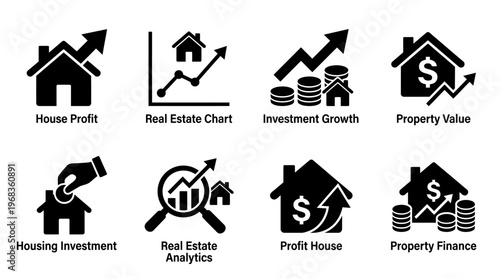 Real Estate Growth and Finance Vector Icons