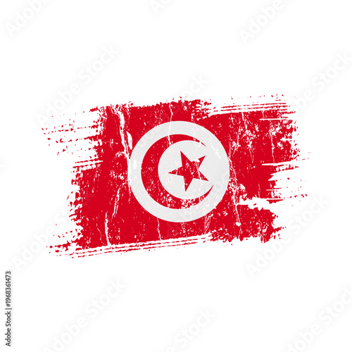 Tunisia flag with grunge effect - vector illustration