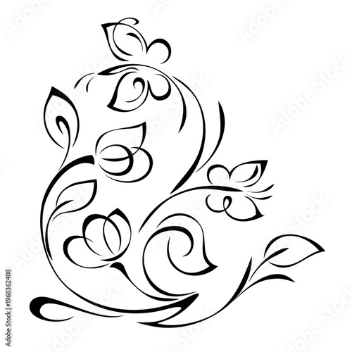 decorative element with stylized fluttering butterflies and a floral ornament