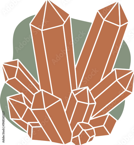 Brown Crystal Gemstone Mineral Cluster.