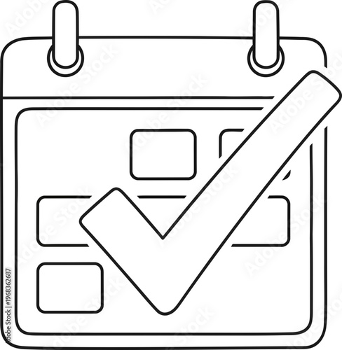 Calendar with Checkmark Icon Design.