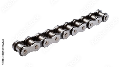Obraz na plátně Metallic silver bicycle chain with interlocking links, precisely rendered isolat