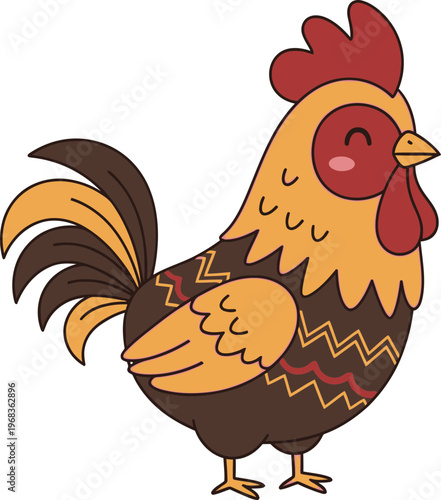 Cartoon Rooster Bird Animal Character.