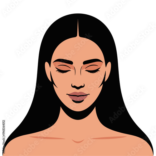 Beautiful woman fashion portrait flat vector