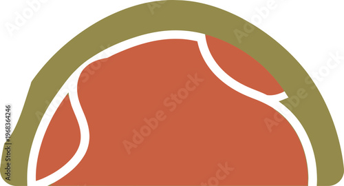 Raw Meat Cut in Half.