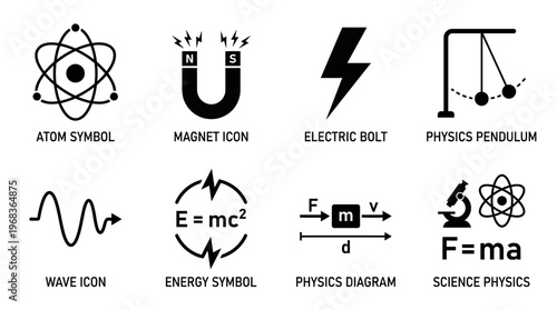 Physics and Scientific Elements Vector Icons