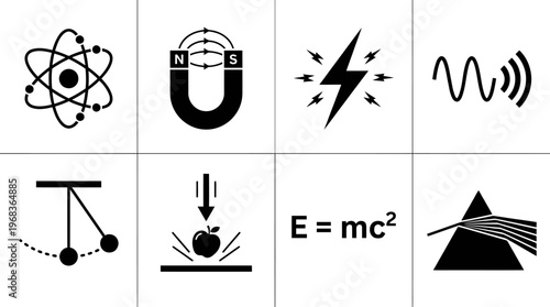 Physics and Scientific Elements Vector Icons
