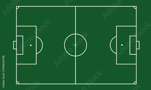 Soccer field top view vector for football tactics, sports design, coaching, and match strategy use