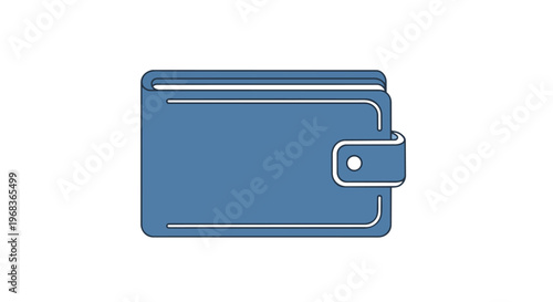 Minimalist blue wallet icon illustration with clean white background representing financial storage and personal accessories